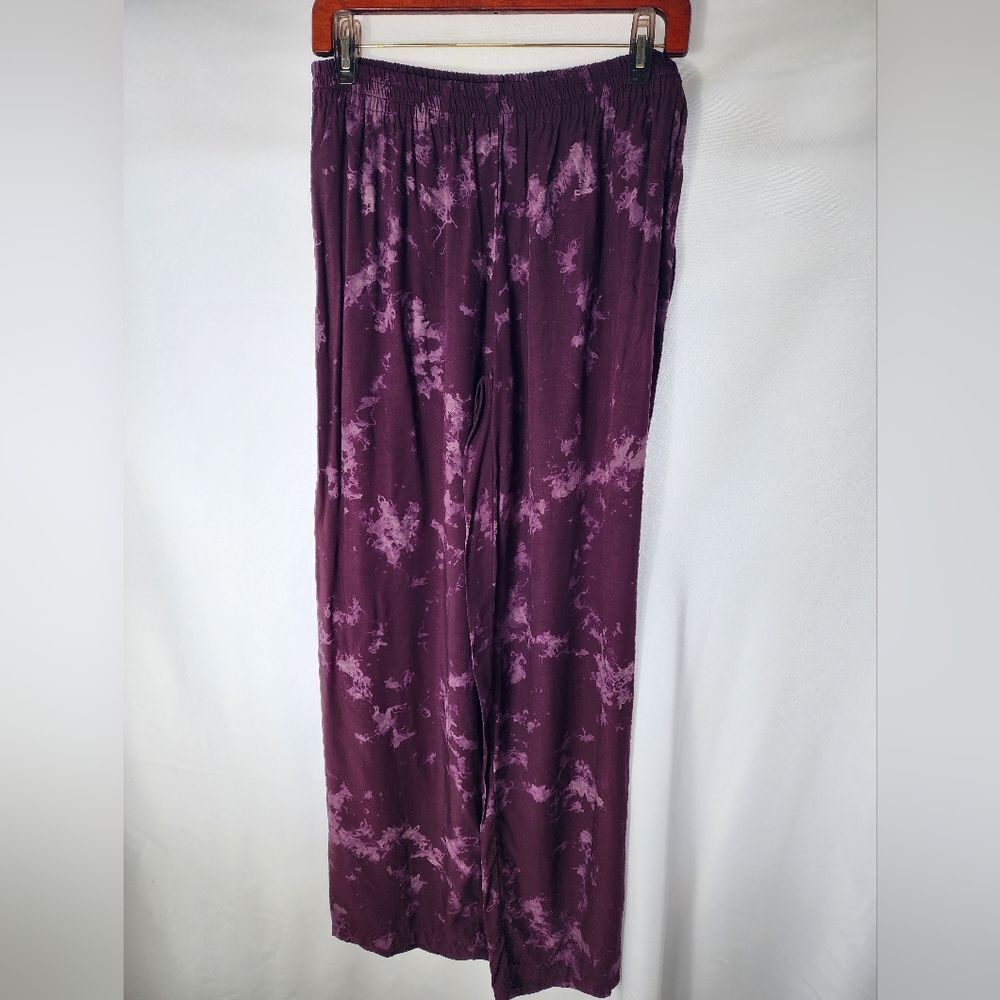 Vintage 90's Purple Rayon Tie Dye Wide Leg Pants
